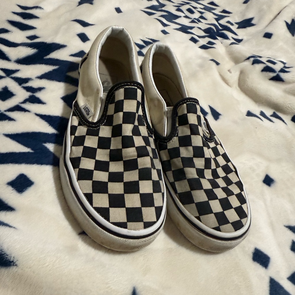 Vans Checkered Slip-On Shoes - Black and White